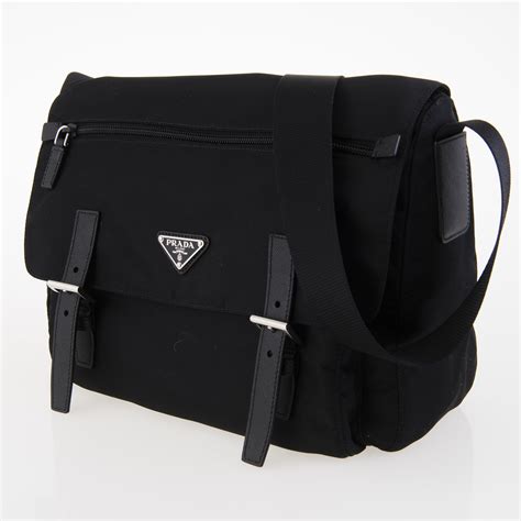 prada black nylon tessuto sports flap messenger bag|prada nylon messenger bag vintage.